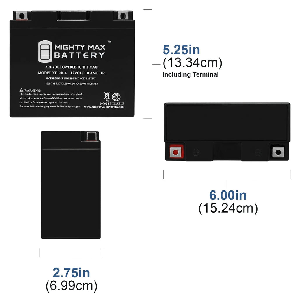 Replacement YT12B-4 10Ah PC545 for Battery SLA Odyssey 12V