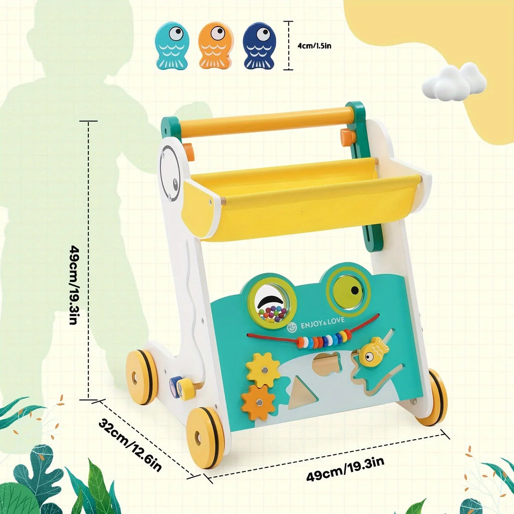 Sorter Multiple Toddler with Fishing Sit-to-Stand Learning Infants for Baby Shape Xylophone Boys Center Entertainment Toy Baby Along Girls Kids Activity Walker Trolley Push Walker Wooden Push