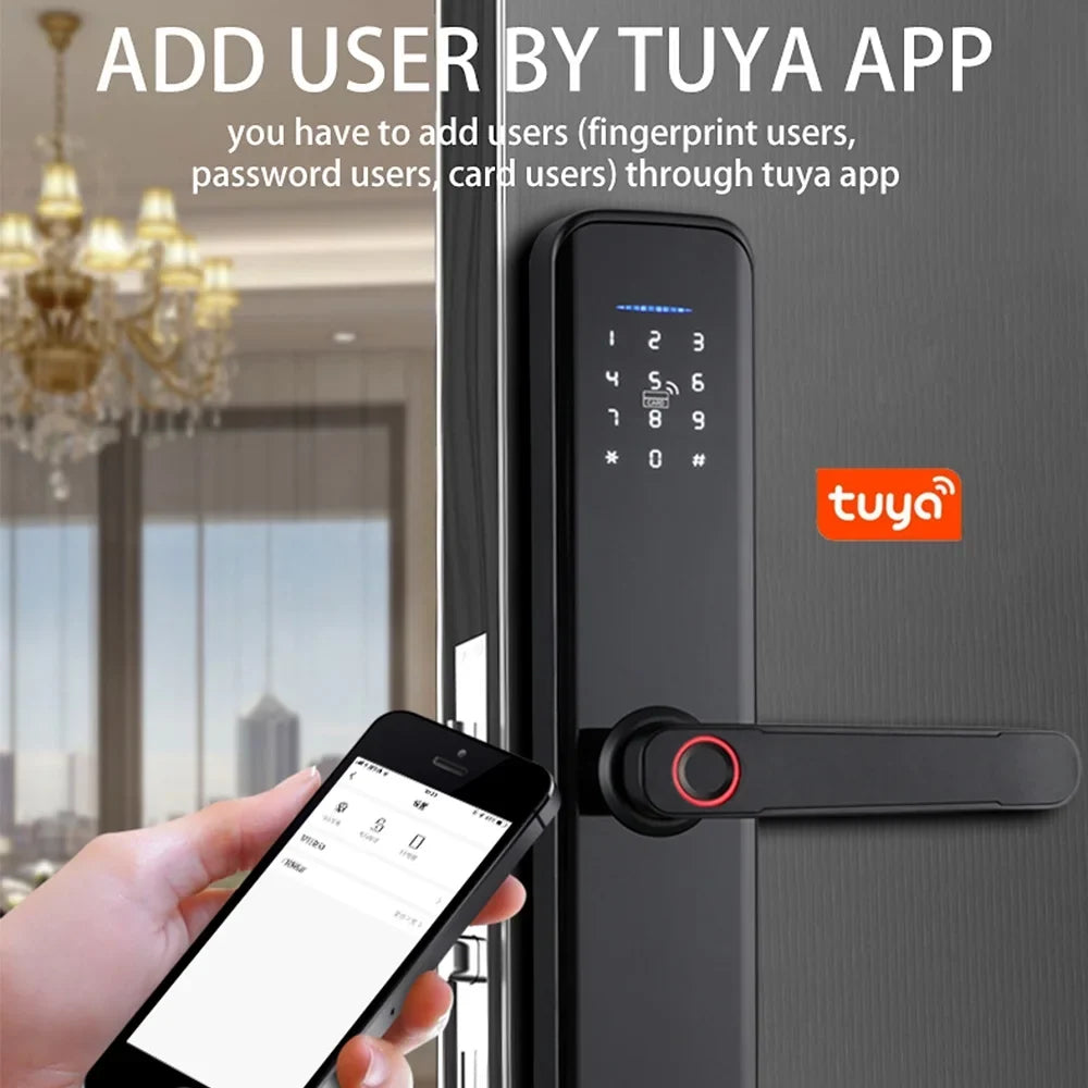 WAFU Tuya Lock,Smart Compatible OWSOO Compatible Compatible APP Key Lock dsfen Deadbolt Door Lock Intelligent Door APP