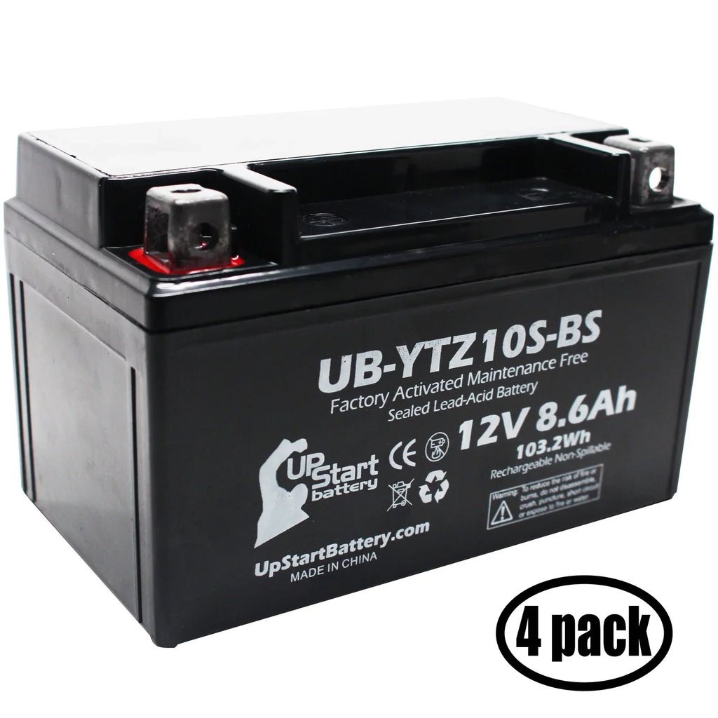 2005 YZF-R1 Yamaha Maintenance Motorcycle UpStart 4-Pack Battery - 12V, 1000CC Battery UB-YTZ10S-BS Free, Activated, Replacement Factory 8.6Ah, for