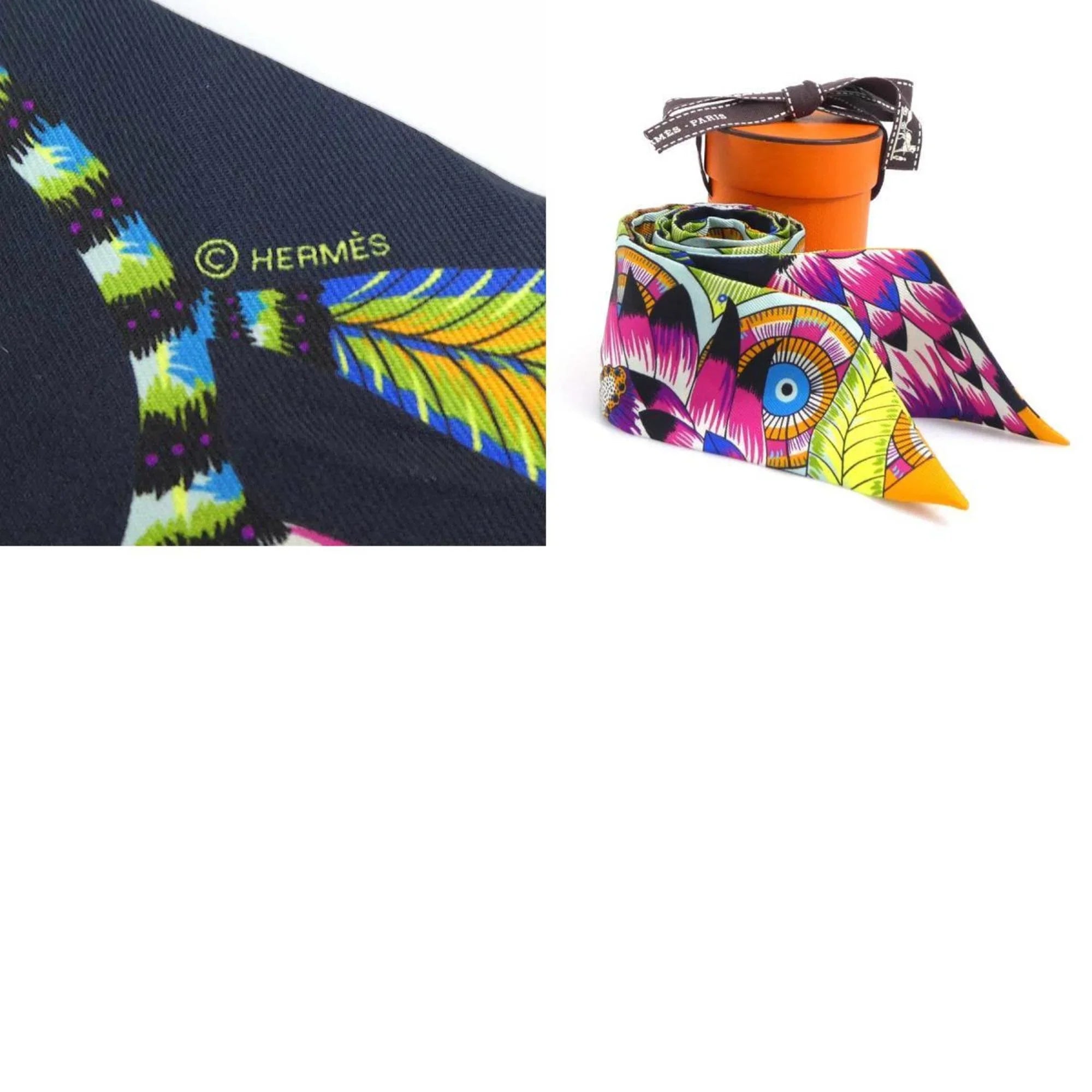 Multicolor Scarf Silk e58471f Twilly Women's Muffler Pre-Owned (Good) Hermes HERMES