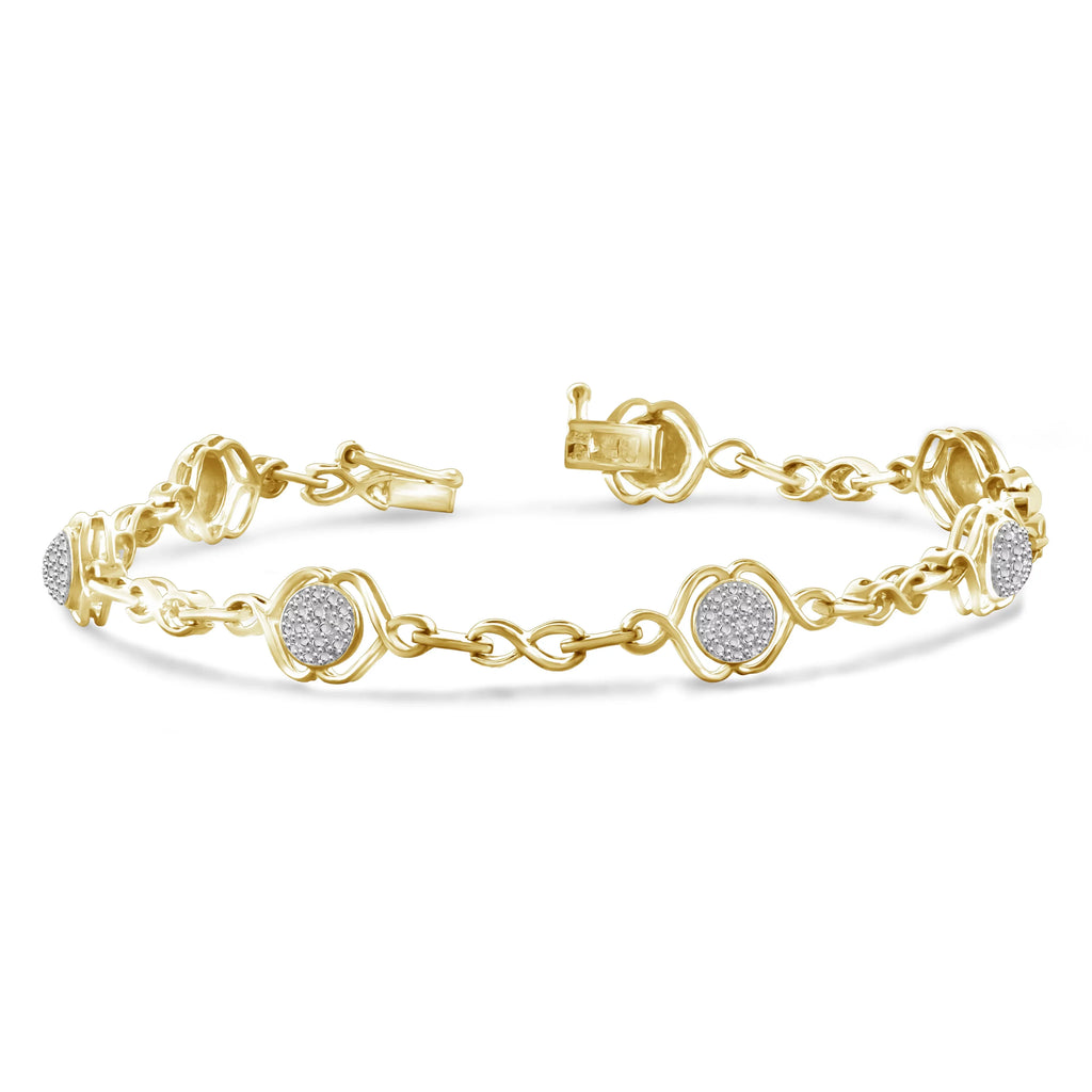Sterling Bracelet Round-cut Accent Silver Diamond White