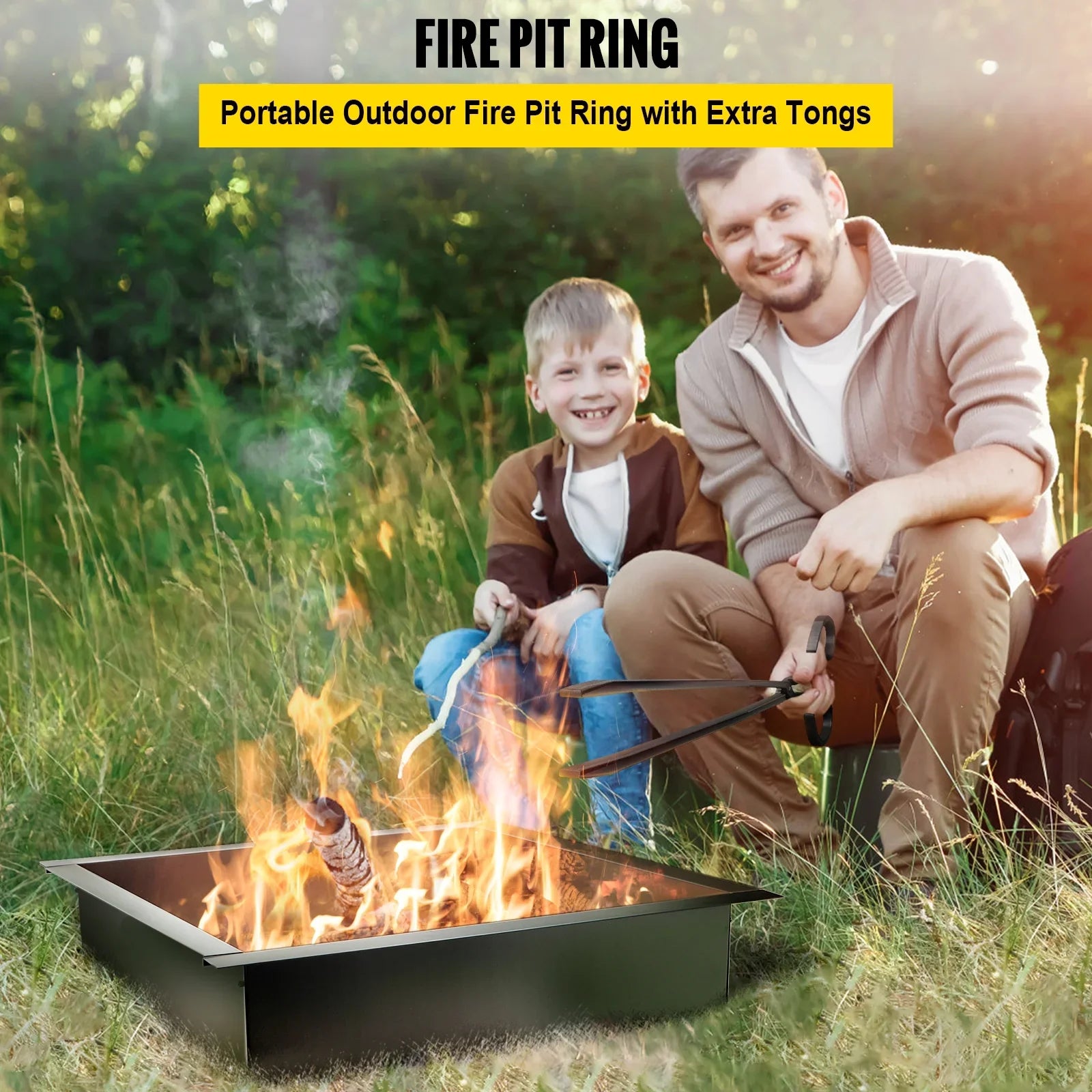 Steel DIY Insert BENTISM with 30" with Fire for Ring, Fire Liner Ring, Insert, Fire Square Simple Installation Duty Tongs Backyard Outdoor, Pit Pit Bonfire Heavy Patio,
