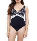 42 Gottex by Swimsuit Black One Women's V Profile Piece Size Neck