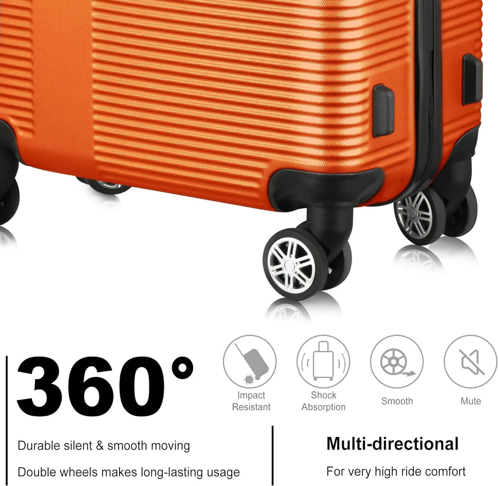 Luggage Wheels,Orange for Suitcase Set Orange(20in/24in/28in) Piece, Sets with Hardside with Women Sets Spinner 3 TSA Lock Luggage