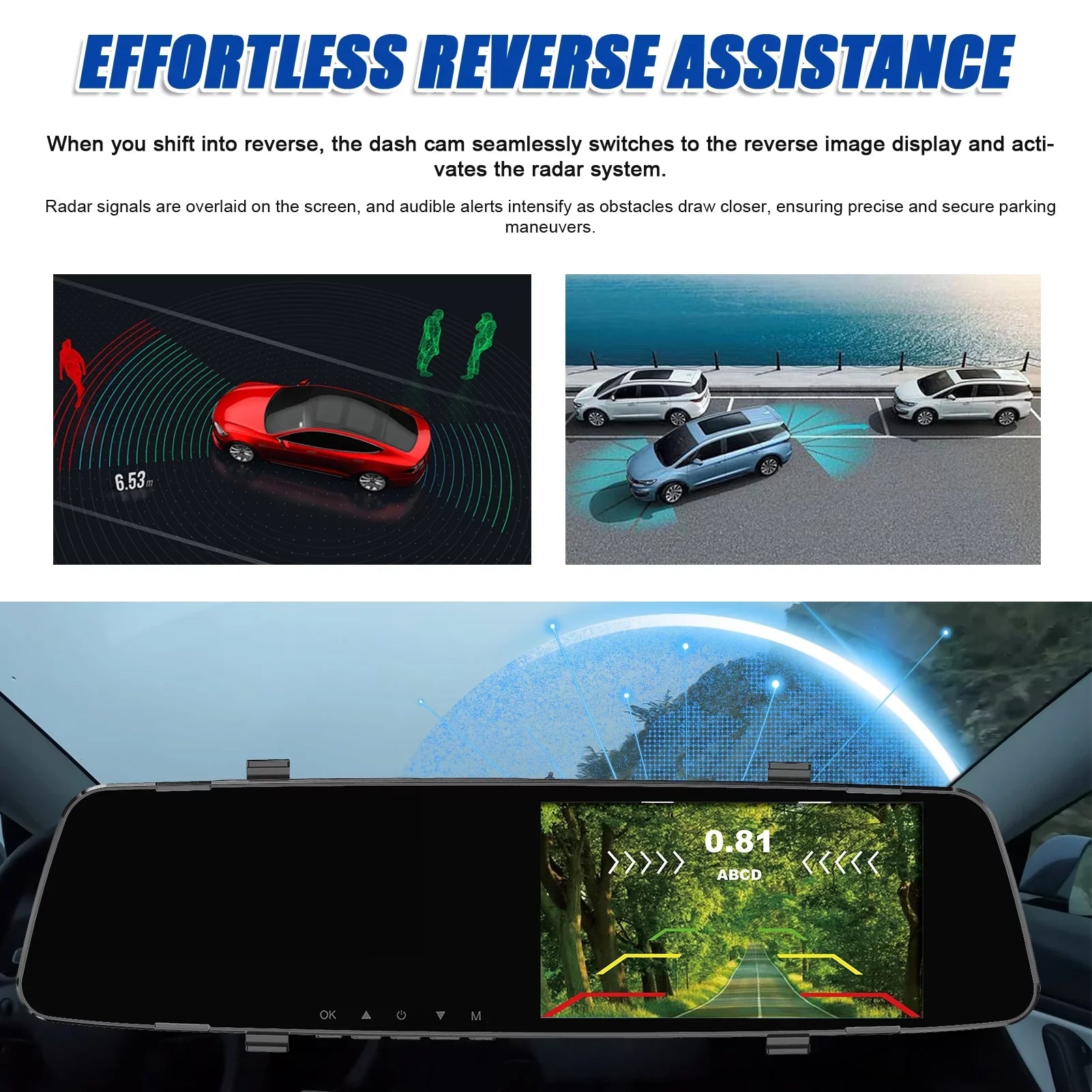 Camera Dash Dash Rear Camera,Reco Dual Nebublu Dash Radars 4.3 Camera Reverse Apexeon Support DVR 1080P Screen Inch Rear Cam