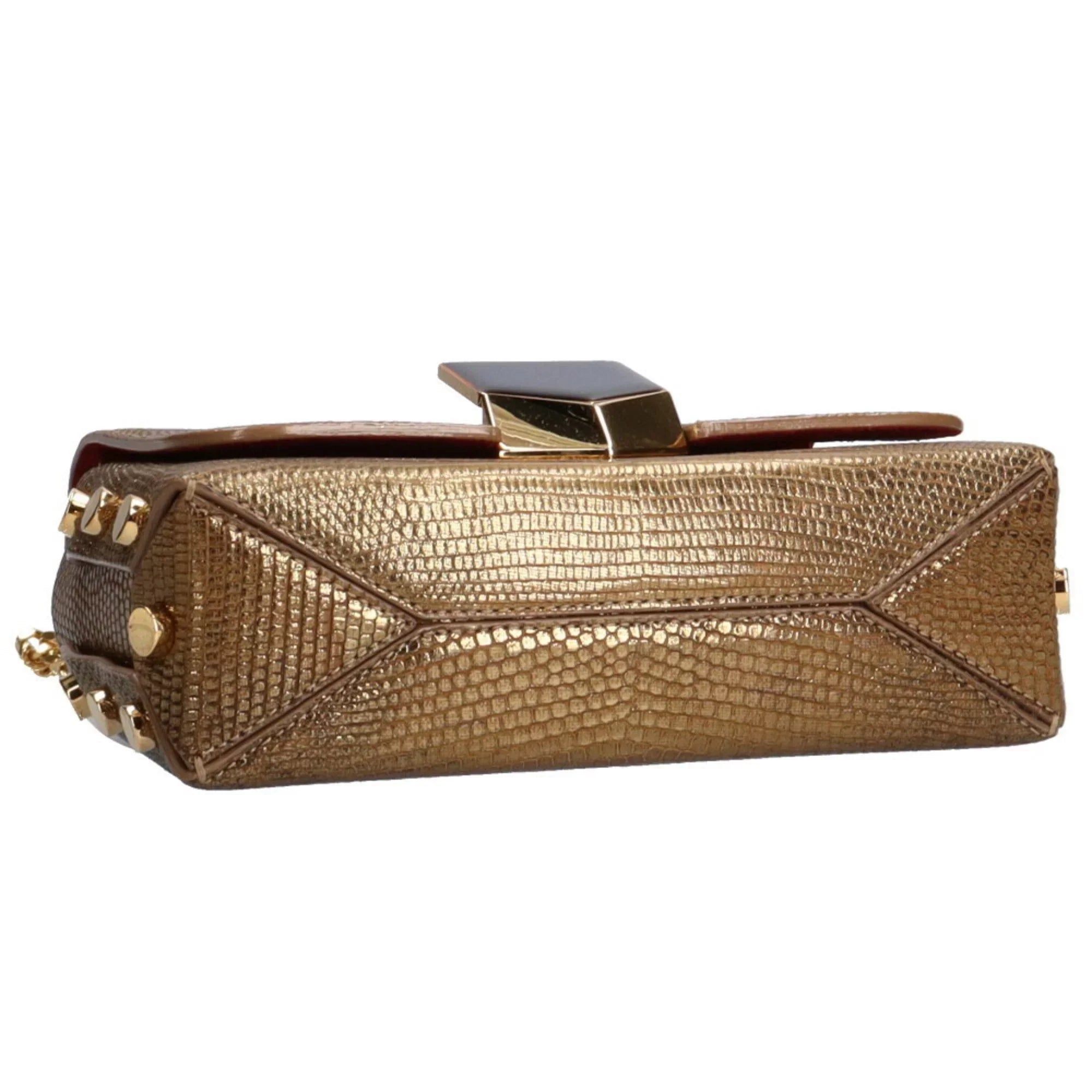 Shoulder Chain Women's Pre-Owned Bag Leather Gold Jimmy (Fair) Choo