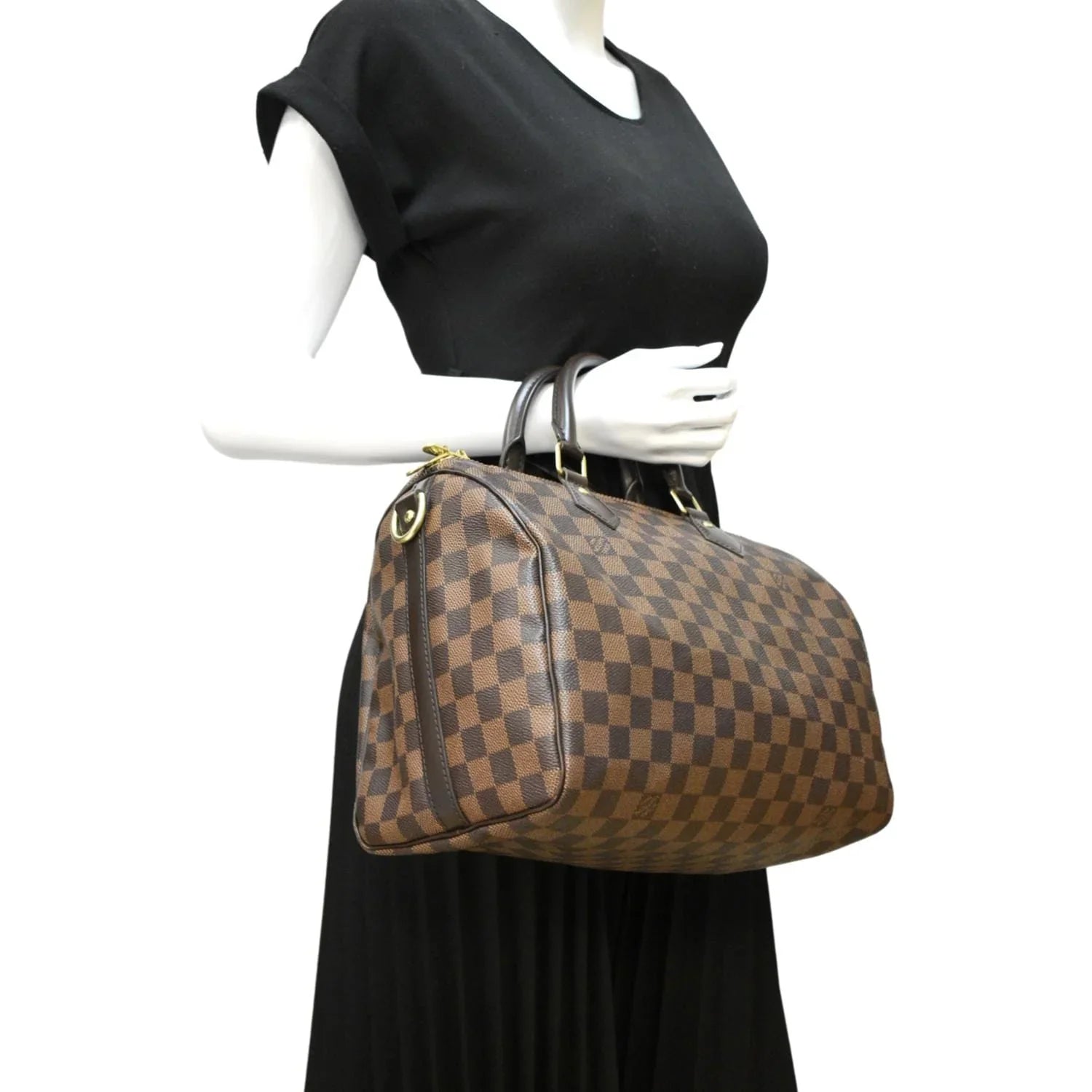 LOUIS VUITTON Damier Pre-owned Brown Ebene Shoulder 30 Speedy Bag Bandouliere