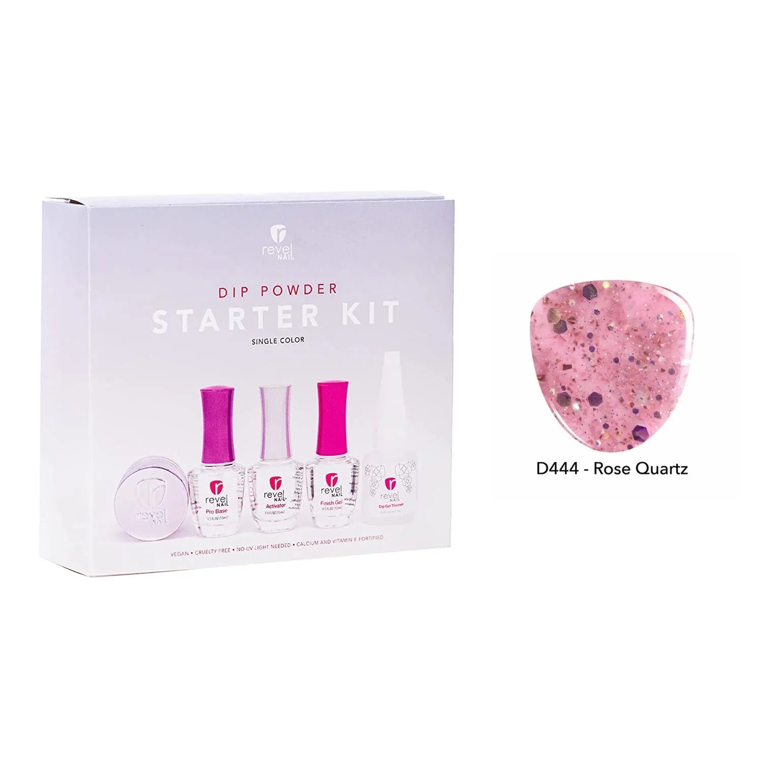 Nail Starter Revel with Liquids Kit Rose Dip Powder Quartz EZ Powder D444 oz 0.5