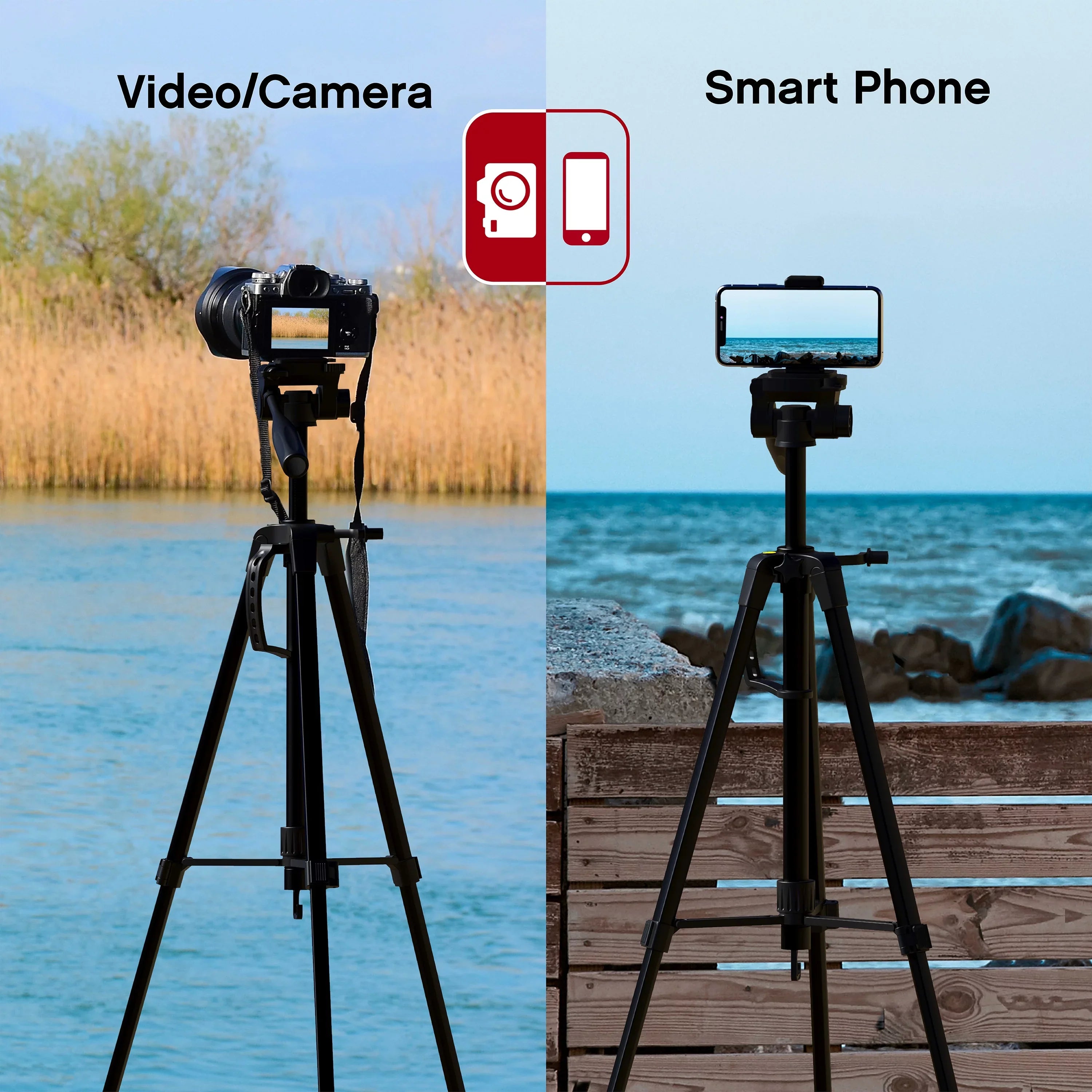'- Aluminum Carry 57” On Mounting & Bag Tripod Screws Lightweight Pro Phone/Camera Stand W/ Air for