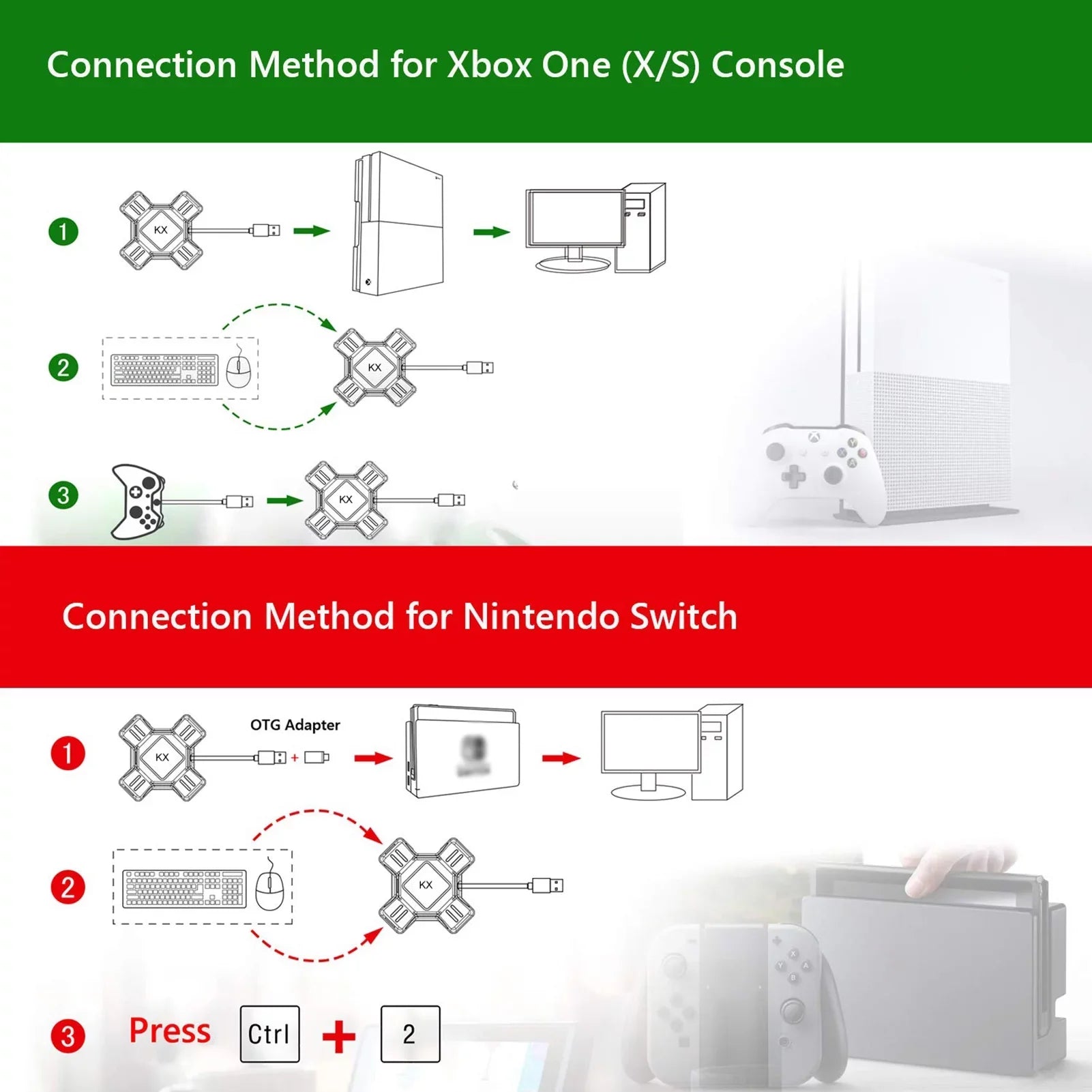 Mouse Adapter Adapter Gamepad Keyboard Keyboard Portable for Mouse Controller Converter KX Adapter Replacement Switch/X-box/PS5/P-S-4/PS3 Abody