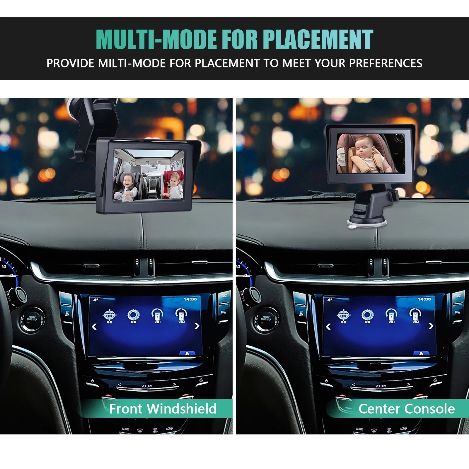 Safety Car Adjustable Crystal Seat Night 5M Cable View 1080P Mirror Baby Mirror Car Clear Long Angle Monitored Camera Car 4.3 Length Inch Mirrors Baby Wide Cameras with Vision