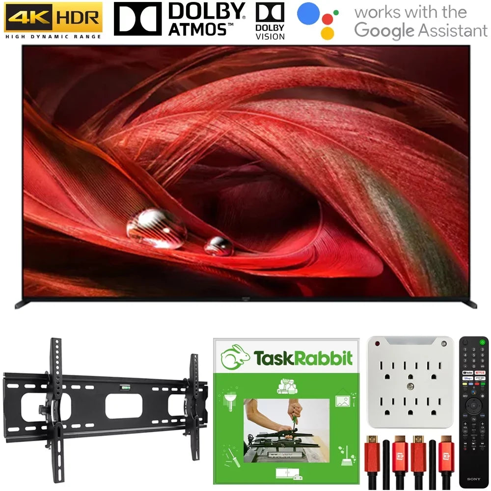 Mount Smart TaskRabbit Gear Bundle Surge Array LED Sony XR85X95J Wall Deco inch 85 + HDMI Ultra Services 2021 Adapter + X95J HD 4K TV + Full Installation with Cables