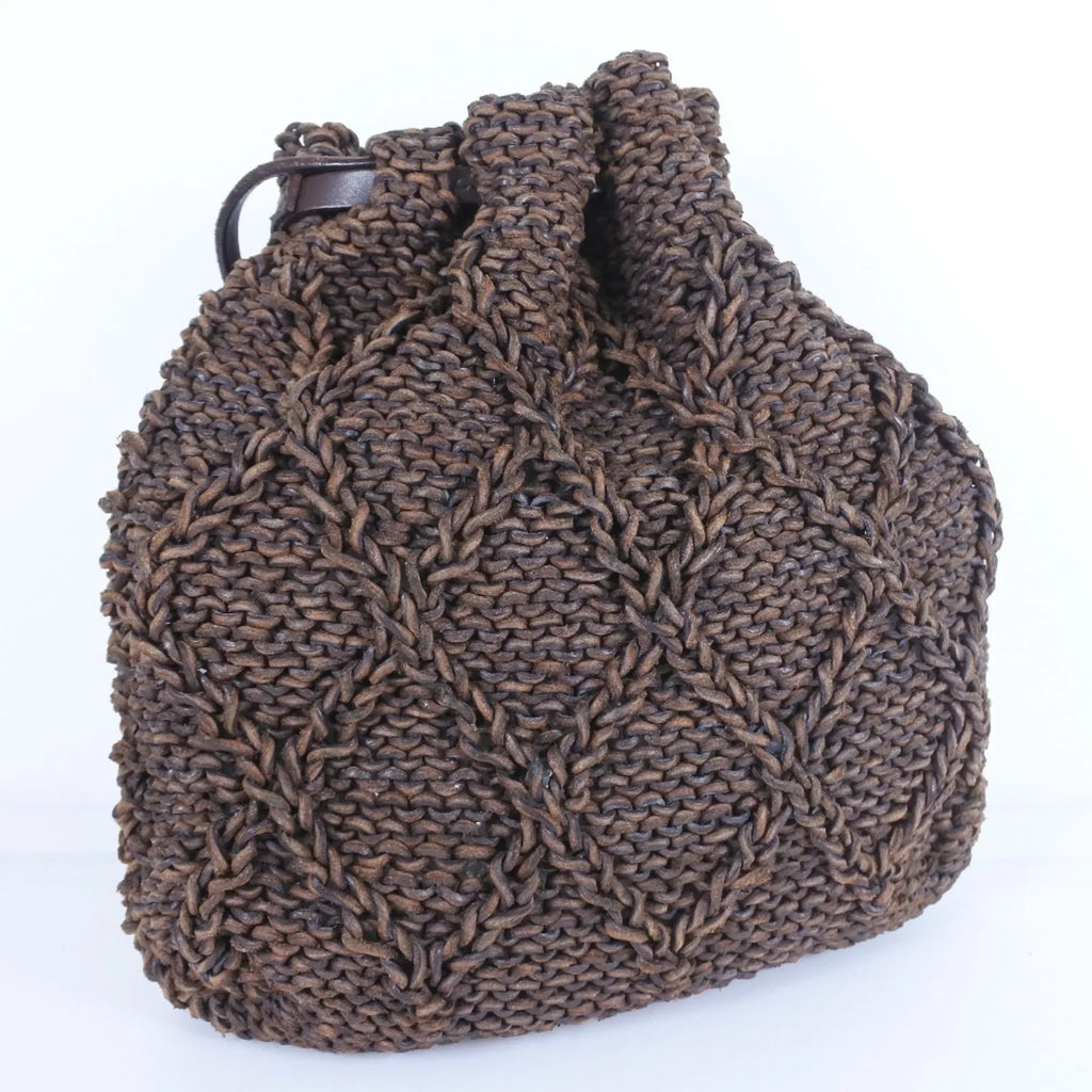 Leather Shoulder Bag Brown Chanel Pre-Owned (Good) Braided Mesh Women's