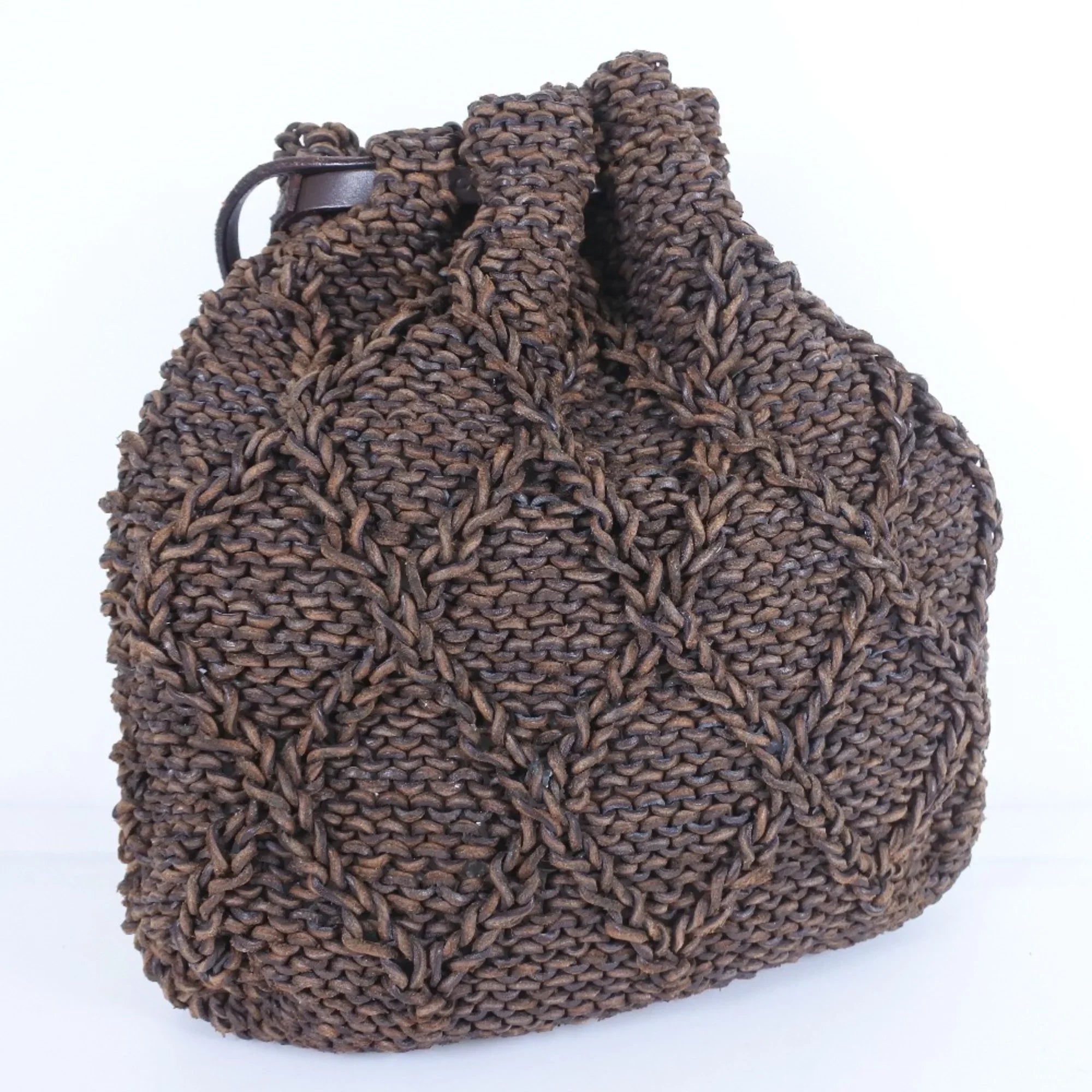 Leather Shoulder Bag Brown Chanel Pre-Owned (Good) Braided Mesh Women's