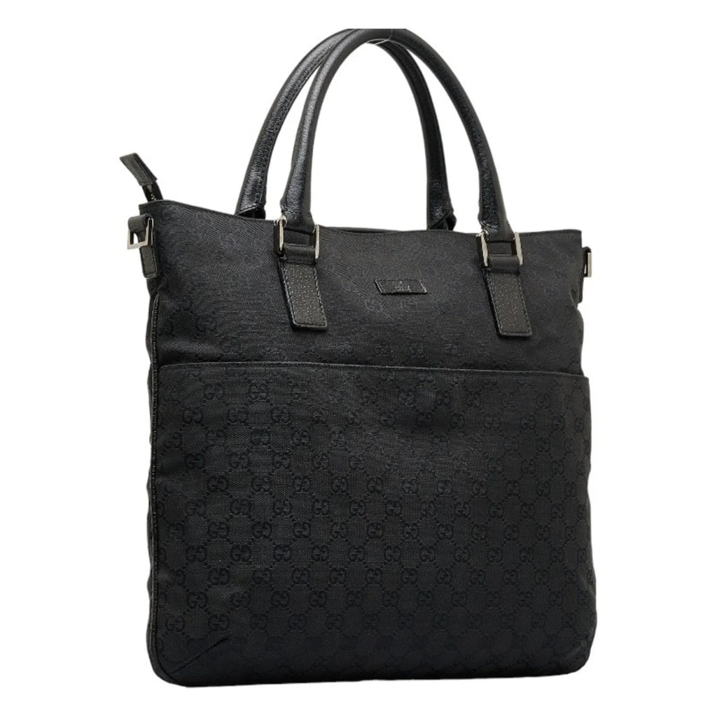 bag 122797 Pre-Owned Gucci leather (Good) GG tote black ladies handbag GUCCI canvas