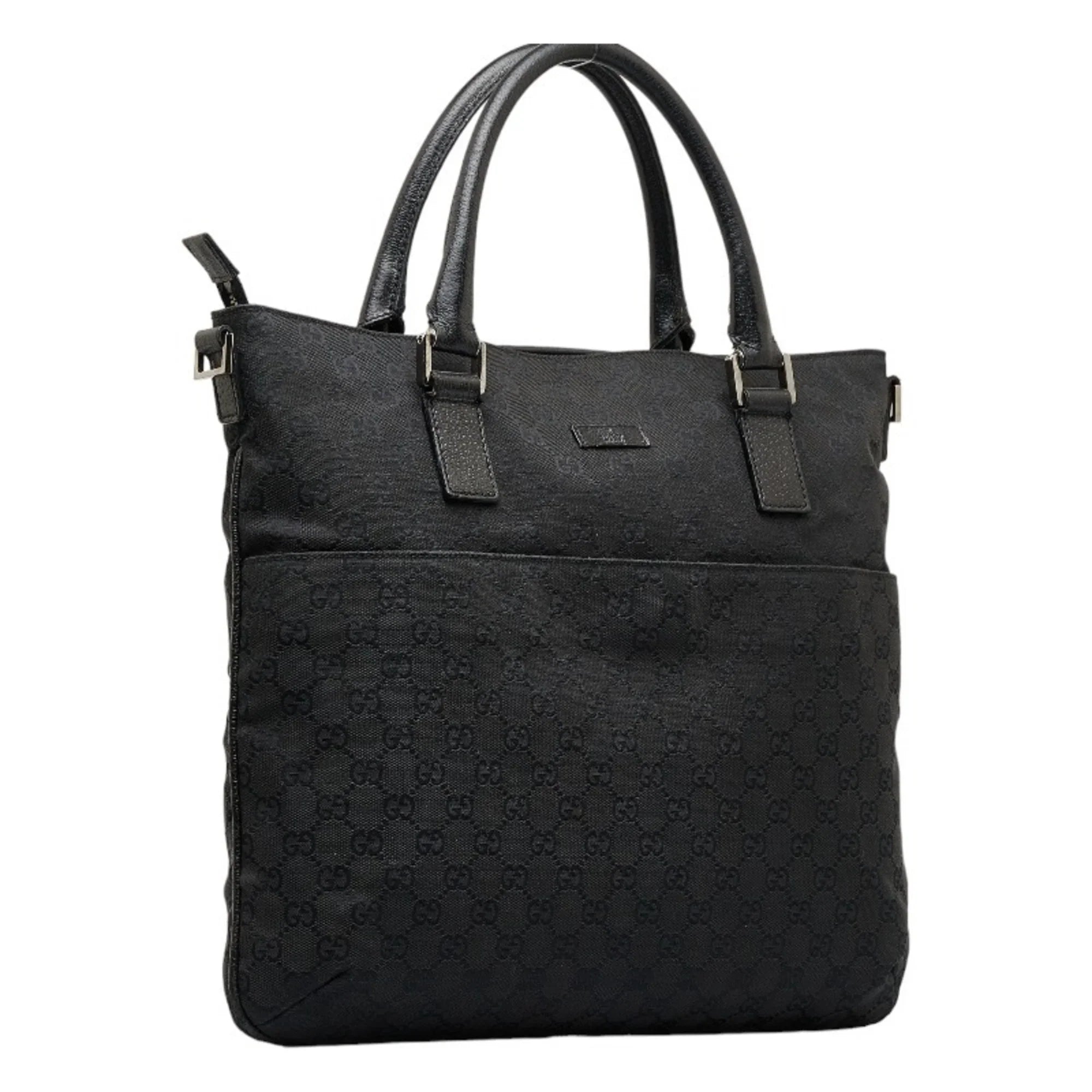 bag 122797 Pre-Owned Gucci leather (Good) GG tote black ladies handbag GUCCI canvas