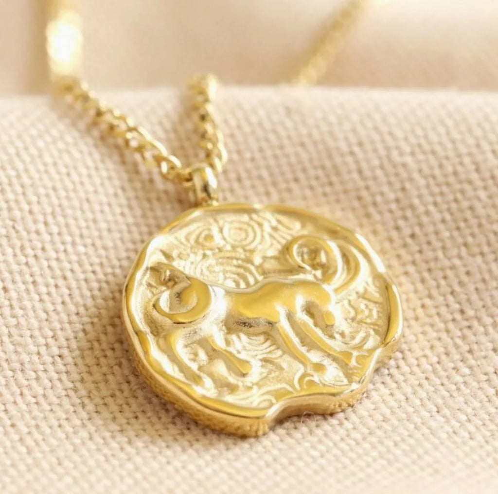 | Zodiac Blue Birthday for Boutique Capricorn Stainless Gift Teens Box Inc Gold Women, Horoscope, Steel Necklace Pendant