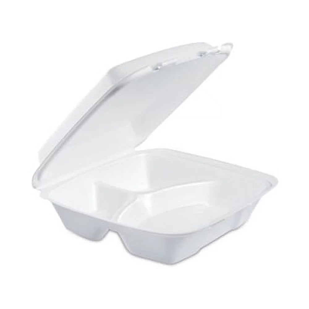 Large Dart Trays Closing 3-comprtmt Foam Carryout