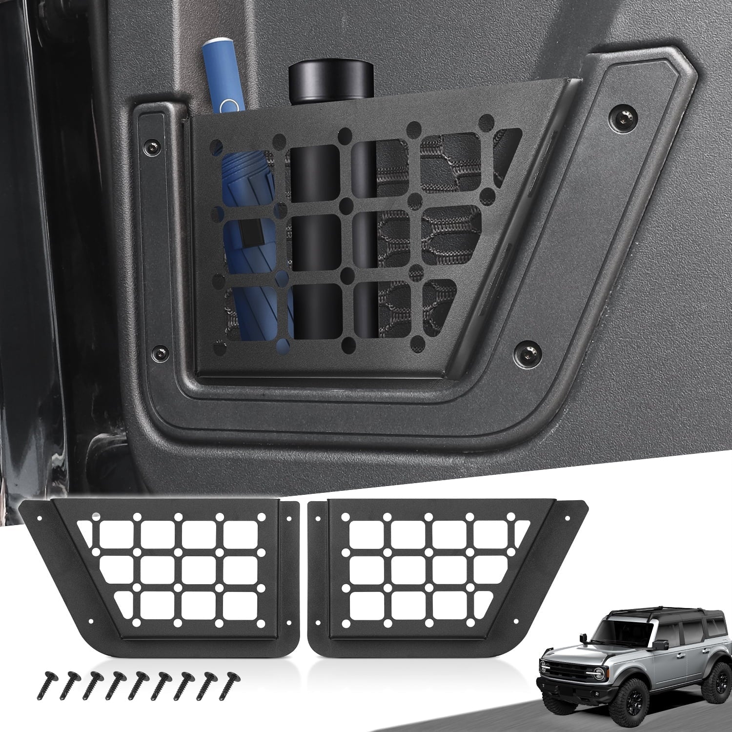 Bronco for Door Accessories 2Pcs Ford with Compatible Storage Box Side MFC Rear Pocket Organizer