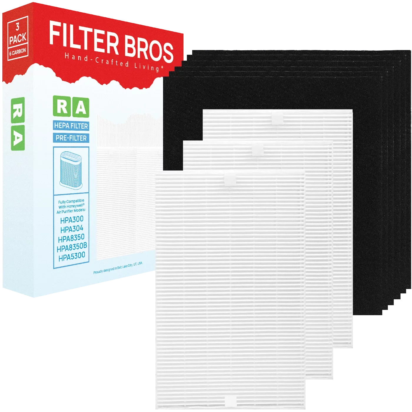 Bros HEPA 3000, Series and HRF-R3 Compatible A Replacement 200, Filter Purifier 6 R 100, Pre-Filters Machines HRF-A300 Kit Honeywell HPA includes Filter With for 300, 090, Air Charcoal 5000 and 3