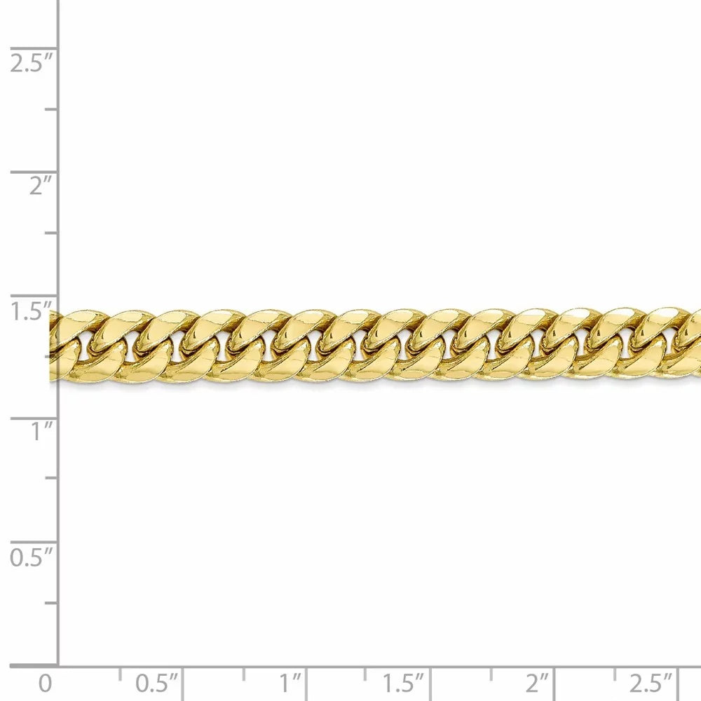 for Chain Bracelet; Leslie's and 10kt Adults Men Women for and Cuban Teens; Miami Yellow Real Semi-Solid Gold 7.3mm Chain