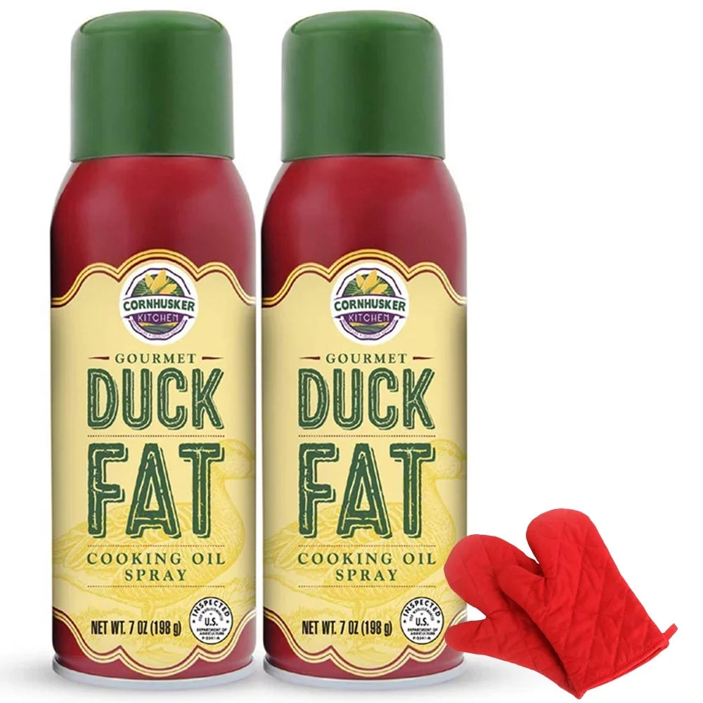 Red 2 with Cornhusker Deco Spray Kitchen Cooking Heat Oil Pack Bundle Pair Gourmet of Mitt Resistant Oven Chef Fat Duck