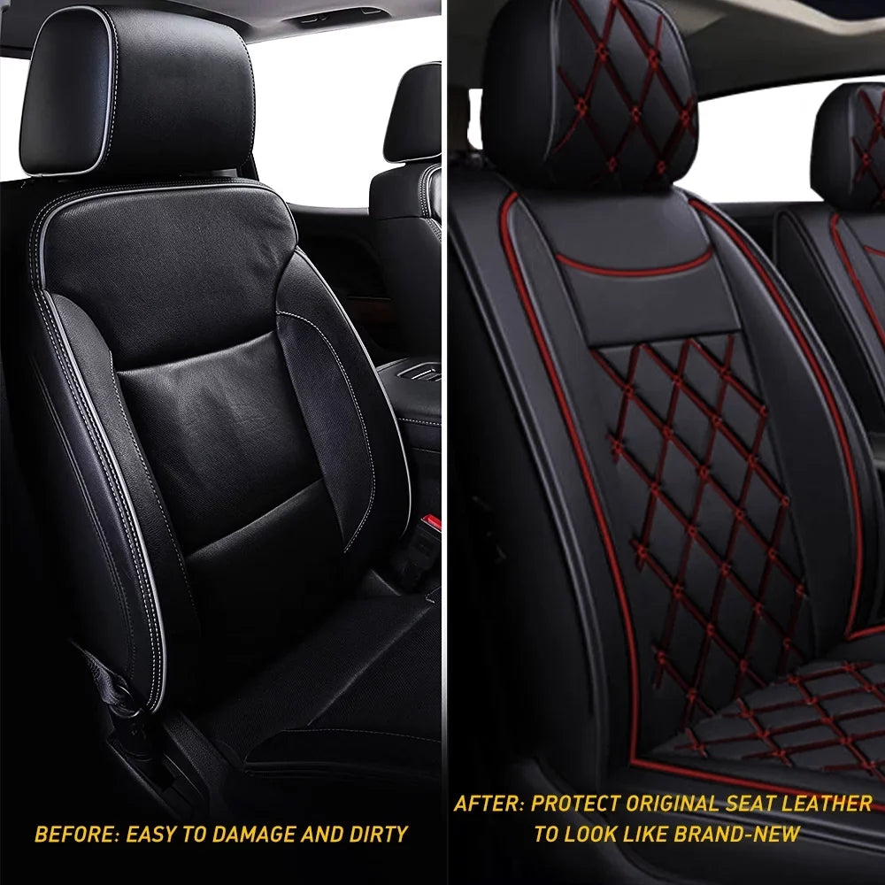 Set or 1500/2500 Set, Cab HD 3500 GMC Black-Red) Full for 2007-2023 Silverado Pickup Truck(Full HD Car Sierra Seat / Crew,Double,Extended Fit Covers