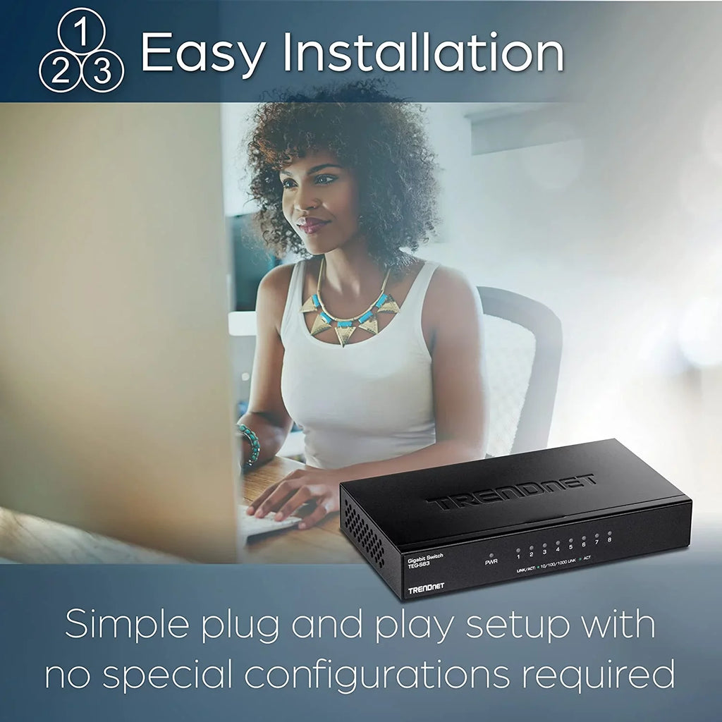 Switching Gigabit Switch, Gigabit TEG-S83, RJ-45 x Design, 8-Port 8 Fanless Desktop Ports, Capacity, 16Gbps