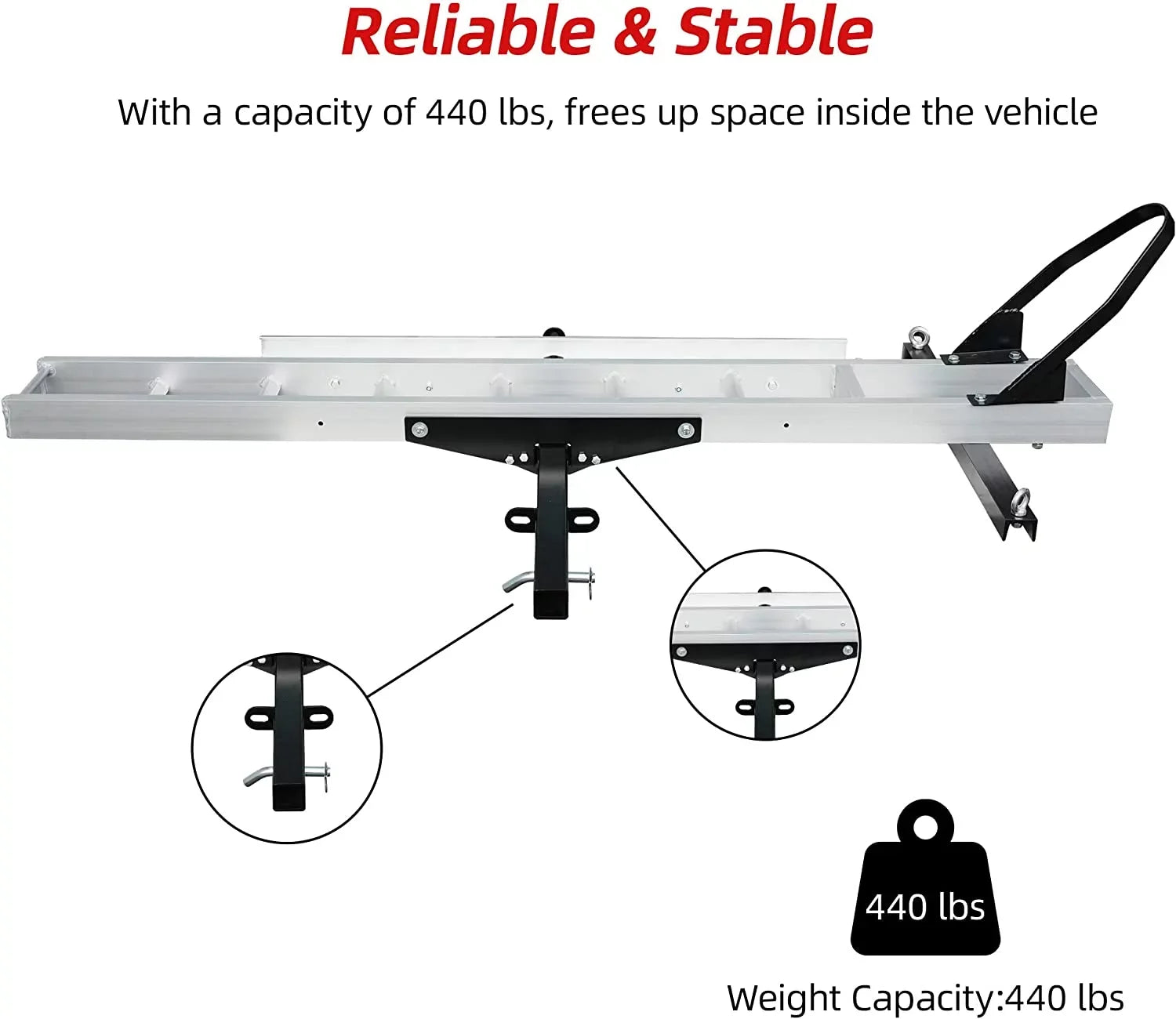 with Carrier Hitch Motorcycle Rack Hitch-Mounted 2" Dirt Carrier Aluminum Scooter Hauler Loading Ramp, receiver Trailer Bike Motorcycle