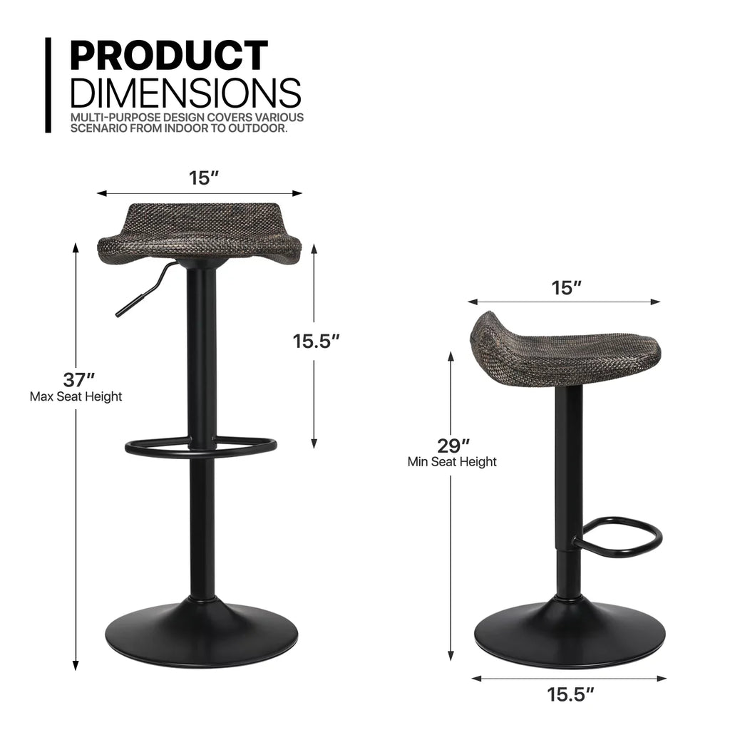 Swivel, Dining Stools 2 for MoNiBloom Set of Height with Kitchen Footrest Room Counter Adjustable Metal Bar Outdoor, Indoor Brown