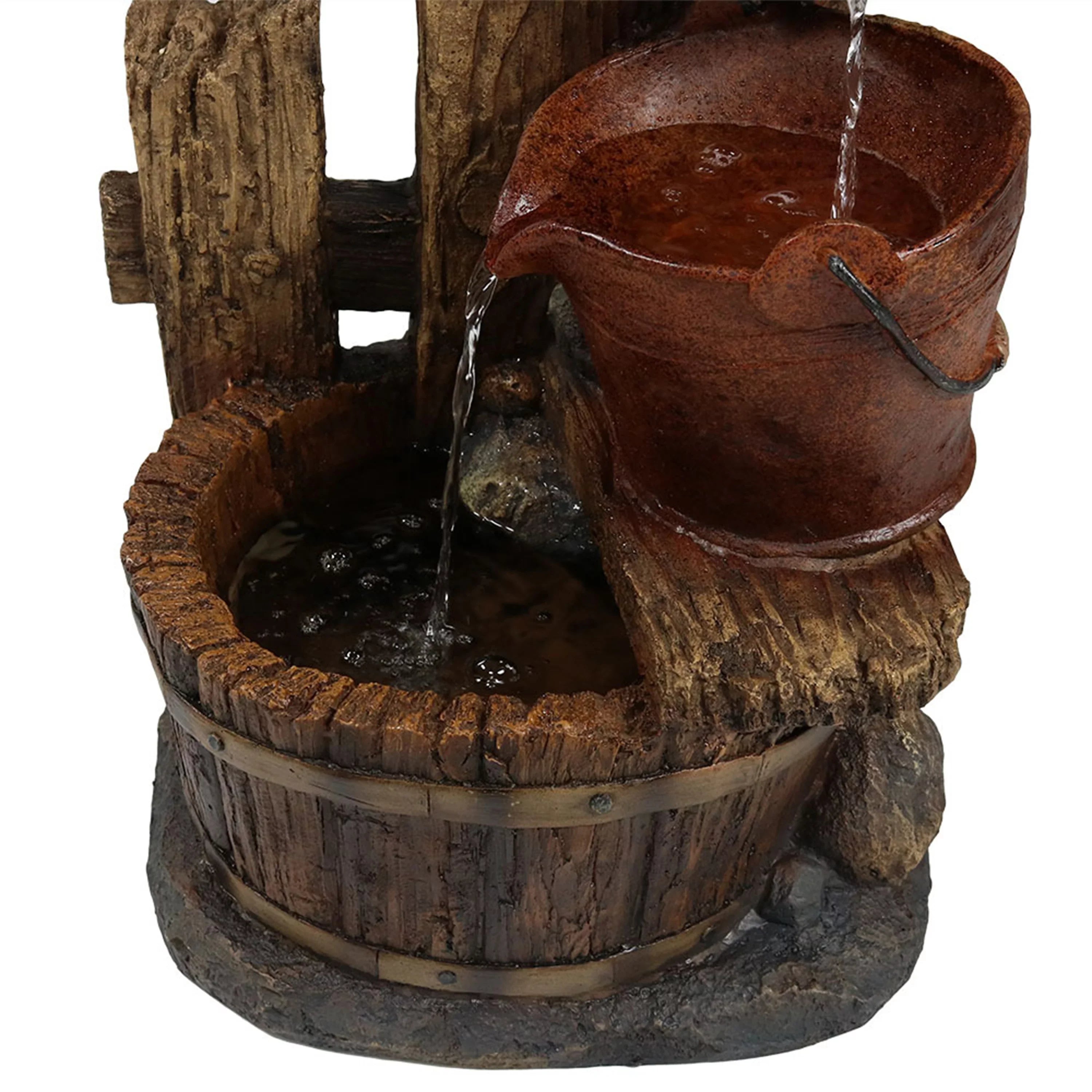 '- and House 26" Sunnydaze Buckets Outdoor Bluebird Fountain
