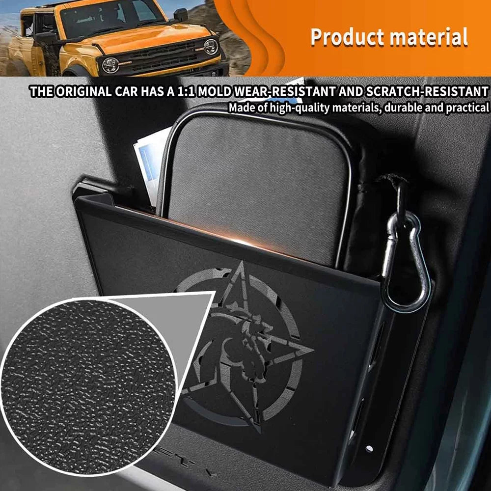 Bronco Panel Door 2/4 Organizer Scratch for Metal ALLTIMES Ford EDITION), Resistance,1 Box Dust Black Pocket Rear Proof 2021+(OFF-ROAD Water Proof Pair for Door