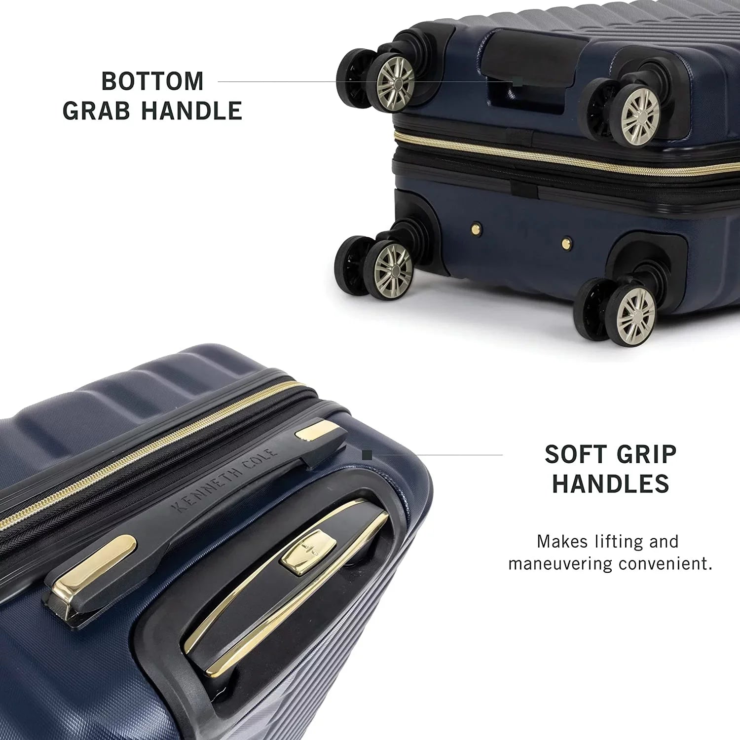 Lightweight Square Hardside Navy, Luggage, Expandable 28-Inch Checked Navy Spinner REACTION Madison Checked Cole Kenneth Chevron 28-Inch