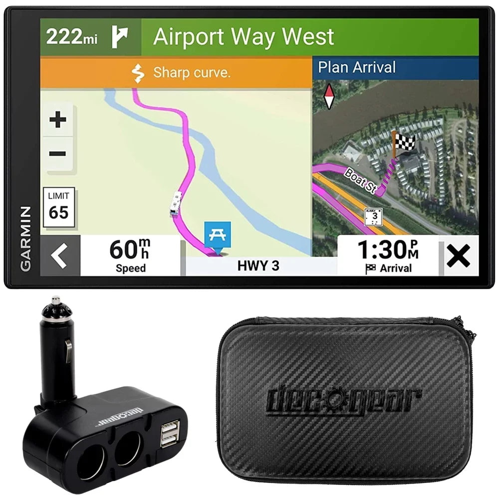 Gear Electronic Car with Navigator and Garmin and 010-02747-00 Zipper DC12V/24V with 7" GPS Socket GPS Deco 795 Tablets for RV Inch Hard RV Case EVA Multifunction Dual 7 Bundle