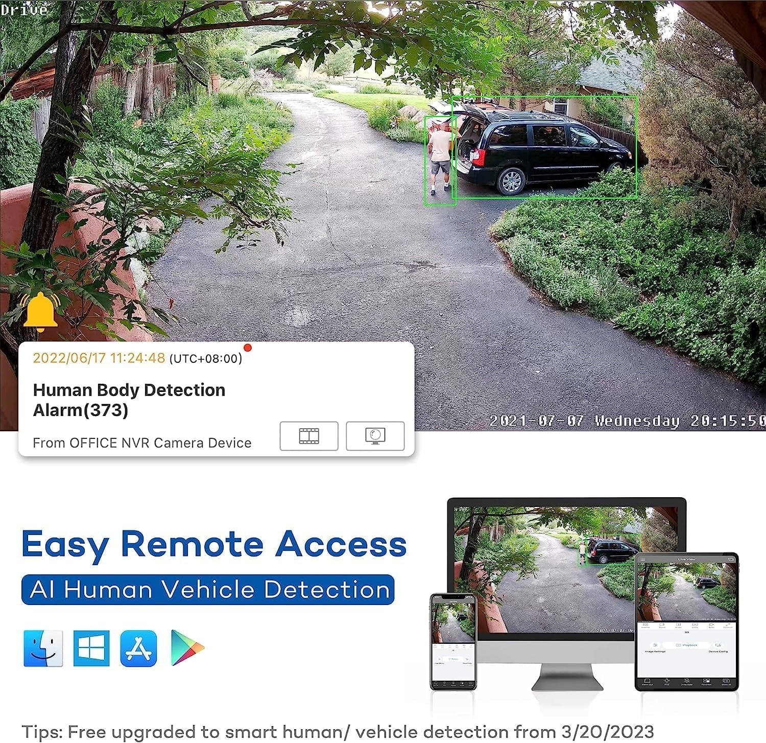 Camera Human AI ONWOTE Outdoor pre-installed Vehicle 8MP 16pcs Security with 6MP System, 16 Channel Recording, HDD 4K PoE NVR Surveillance Detection, PoE Business for Cameras, 16CH & 24-7 4TB IP 4K