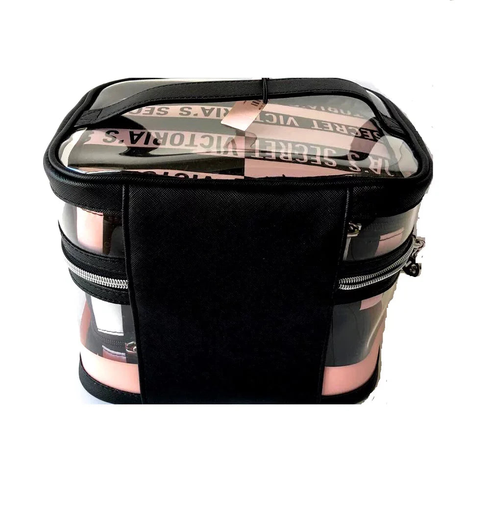 Piece 4 Travel Set Case Pink Women Tote in New & Clear Secret for Victoria's Train Cosmetic 4 1