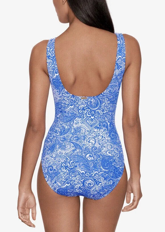 Swimsuit Tummy-Control Printed Lauren Ralph Ruffled One-Piece