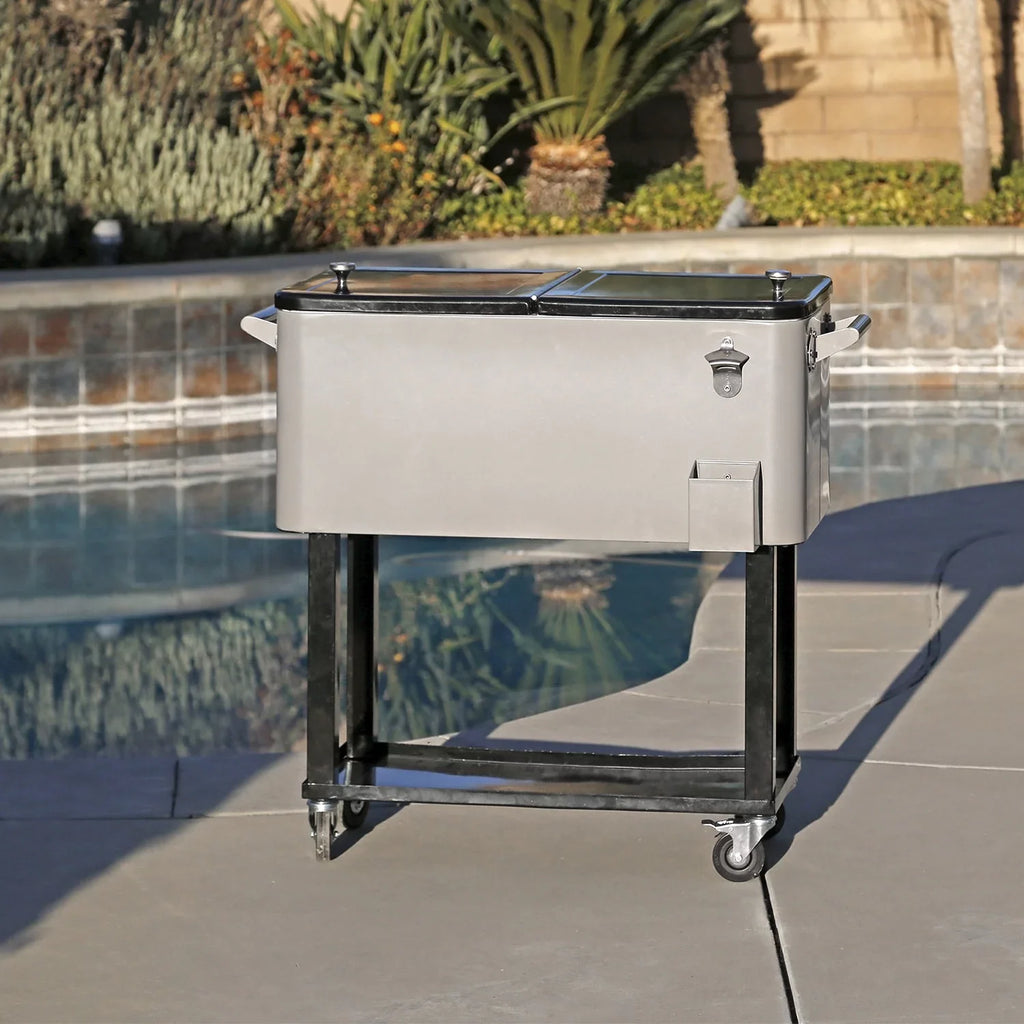 Outdoor Bar Chest Home for 80 Grey Patio Quart Ice Cooler Qt Aesthetics Rolling Beverage