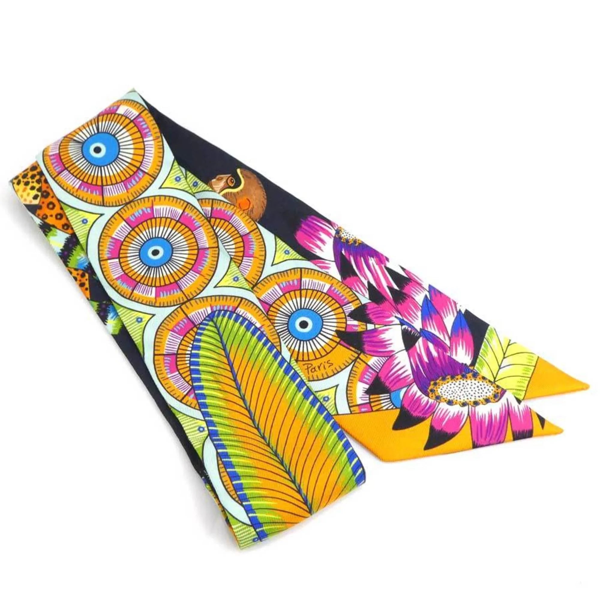 Multicolor Scarf Silk e58471f Twilly Women's Muffler Pre-Owned (Good) Hermes HERMES
