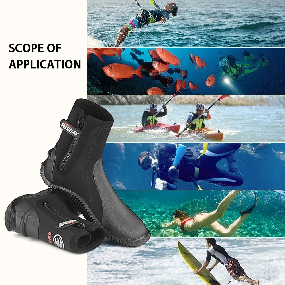 Side Men Neoprene and Diving Boots Boots Women Wetsuit 5mm Zipper with Dive Snorkeling Scuba for