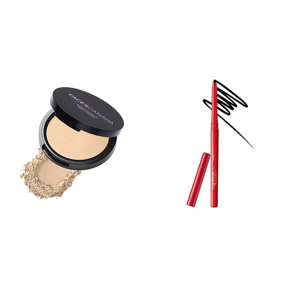 Butter Magnetase Compact Natural Faces Shea (9gm) & Canada Weightless (0.35gm) and Combo SPF-20 E Mascara Vitamin - Matte
