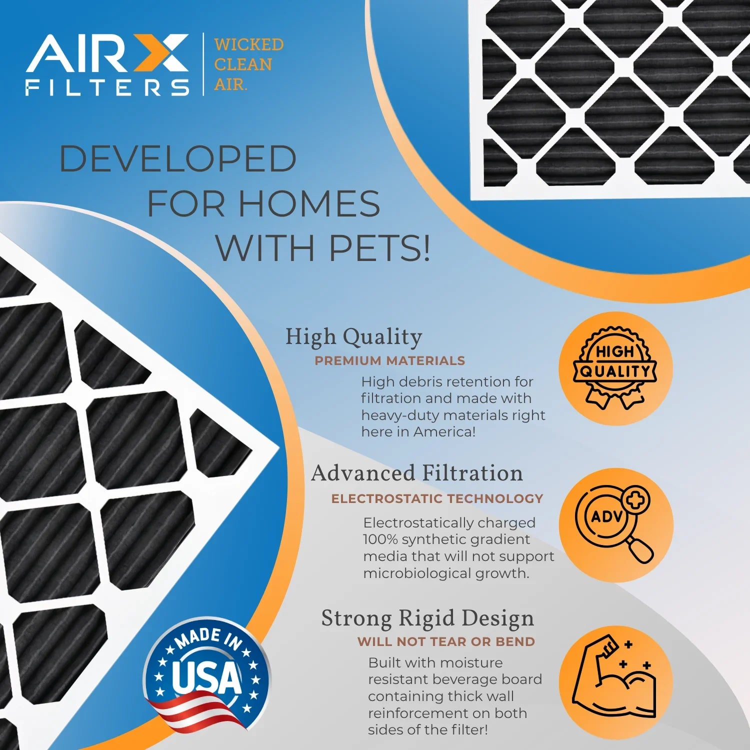 Filters Odor in Filters MERV Pack AIRX FILTERS 12x12x1 Made of CLEAN Comparable 8 Filter 12 by Furnace Retention Pet FPR Rating, WICKED 700, - to 5, AIR. Air USA MPR