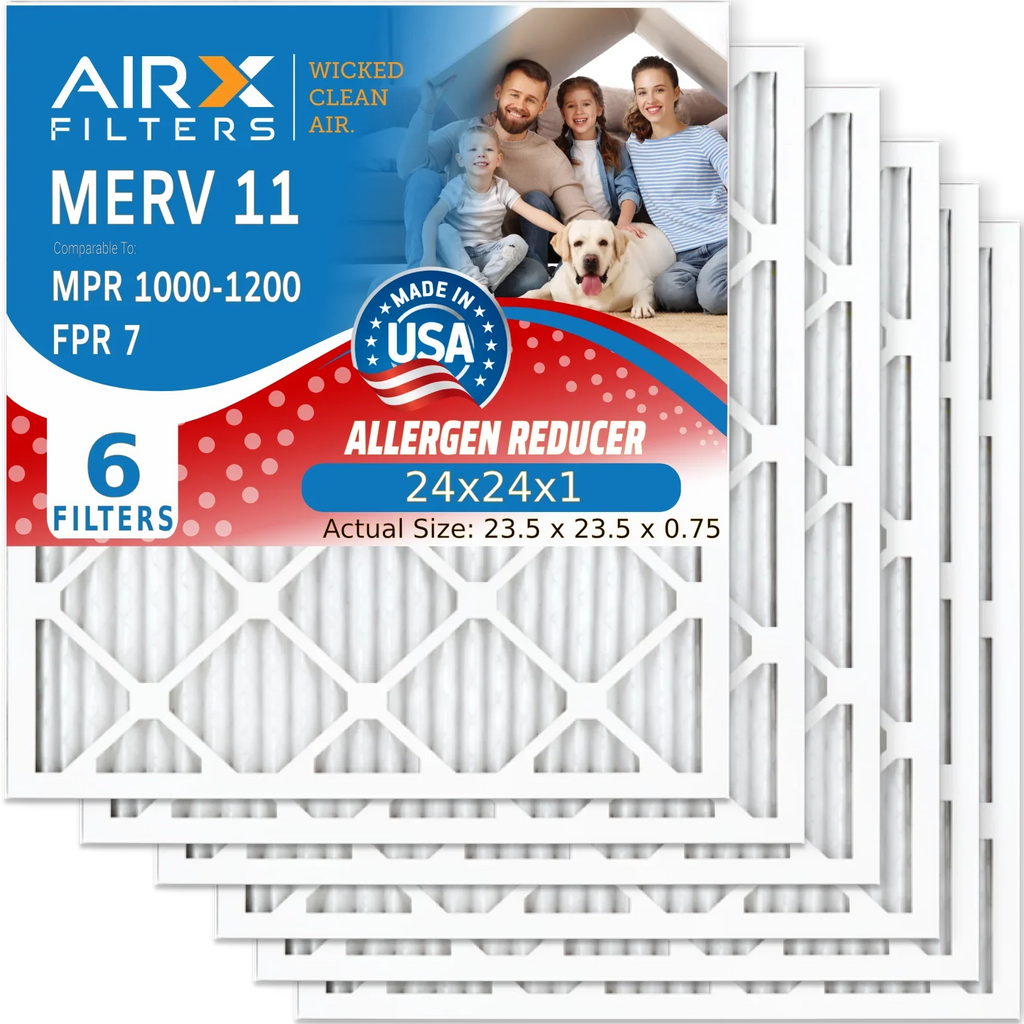 MERV AIR. 7 Pack Furnace Filter Conditioner USA HVAC Filter 24x24x1 Filters 24x24x1 & by MPR 1200 11 AIRX 1000, Air Air Comparable Premium MPR CLEAN FPR 6 Pleated WICKED Made Electrostatic to FILTERS
