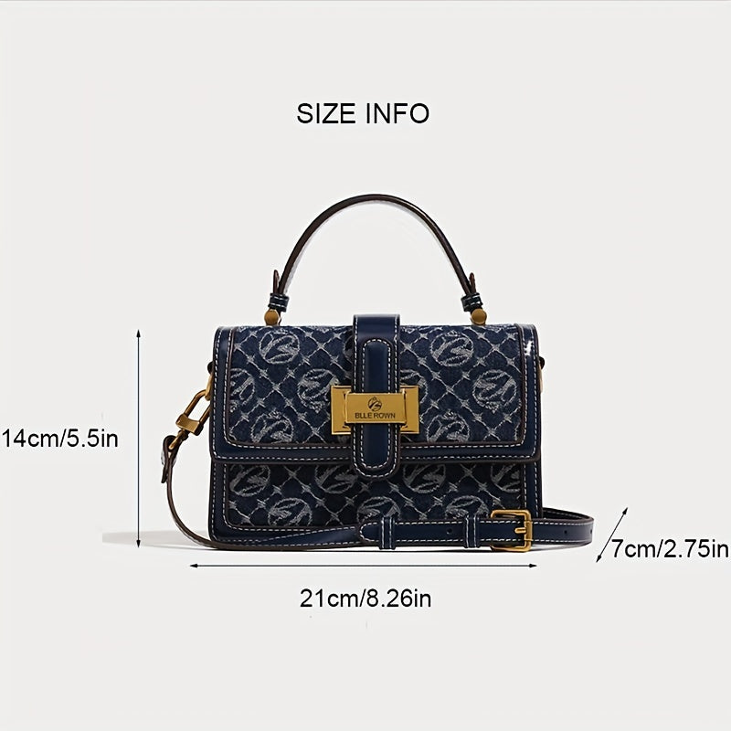 Classic Series Bag For Blue Small MICHROE - Women Messenger Klein Purse Retro Square Fashion Texture Pattern Bag