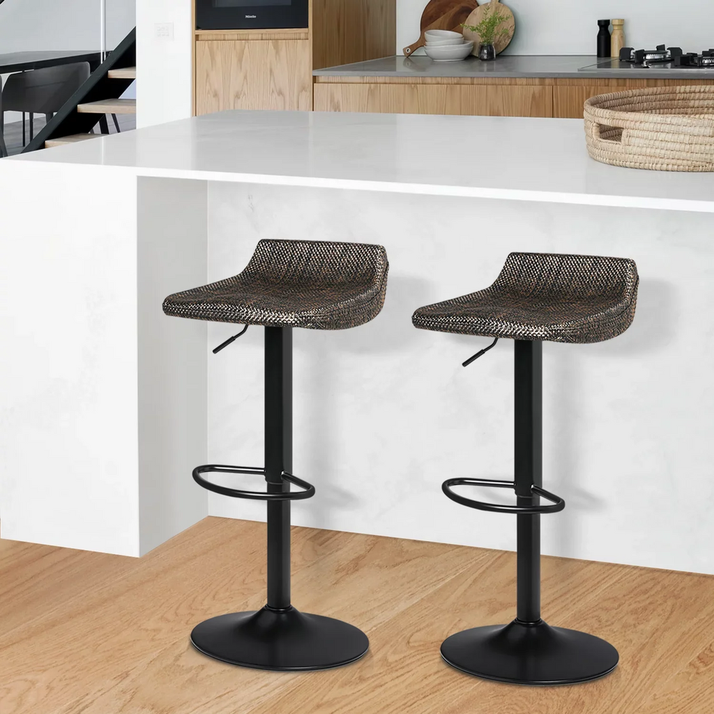Swivel, Dining Stools 2 for MoNiBloom Set of Height with Kitchen Footrest Room Counter Adjustable Metal Bar Outdoor, Indoor Brown