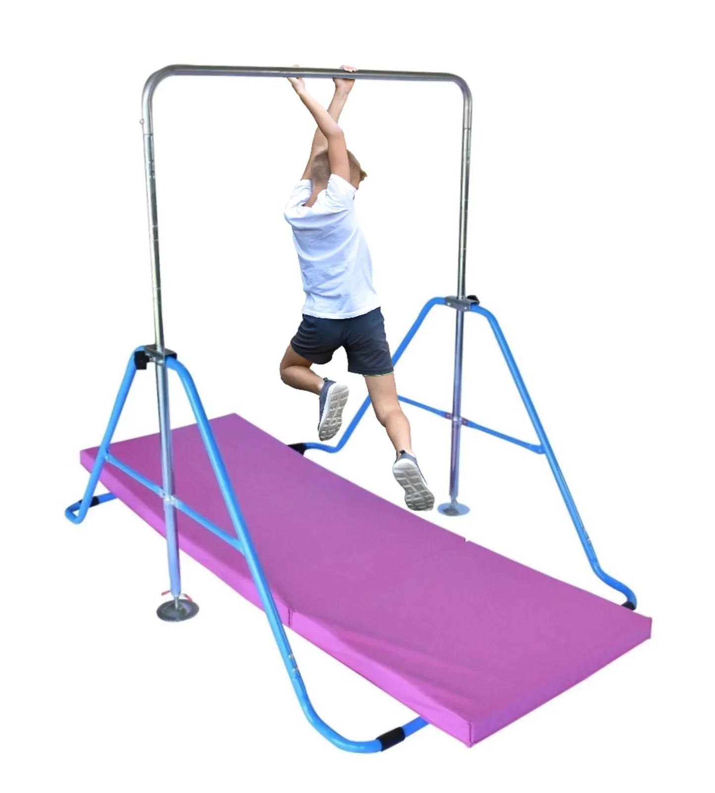 Bars Bar Gymnastics Kip Kip Kids Monkey Blue Tower Height for Climbing Horizontal Adjustable Bar Folding Training Gymnastic with Expandable Bar Fitness Mat
