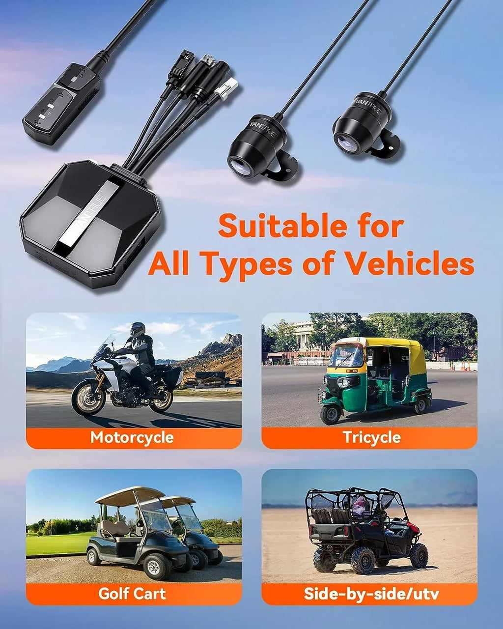 Card) (4K 1080P) Dashcam F1 | 4K GPS | Parking Motorcycle Mode WiFi (No SD Vantrue +
