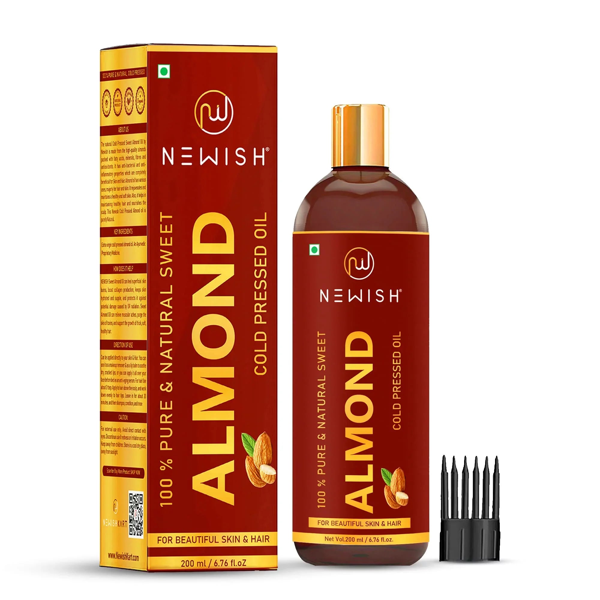 For Newish® Skin, Oil Rogan 100% Sweet Unrefined Natural Badam And (Pack Oil 200Ml Hair, Almond Pure Cold Body Of & 1) Pressed |