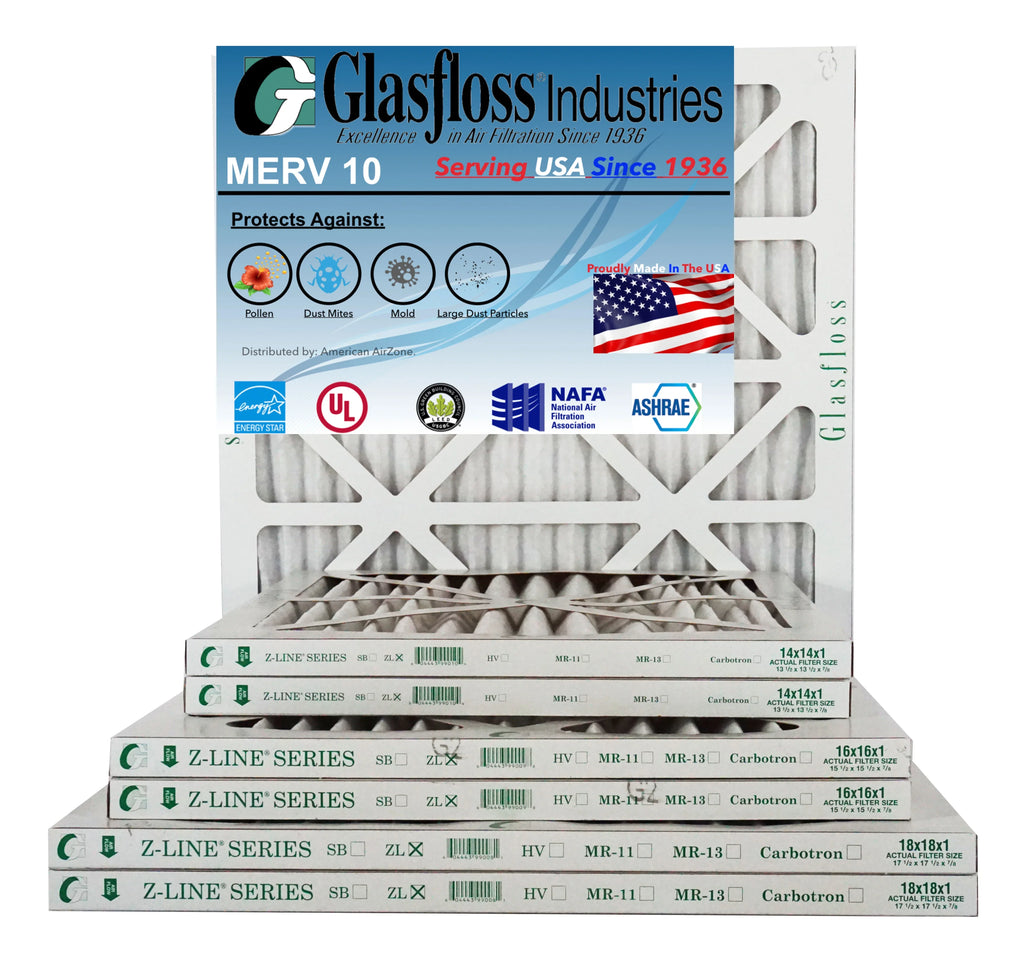 Filter Office of - Pleated - or (Pack MERV 2" Air AC The - or In - Air 10 18x18x2 Filter Air Furnace Glasfloss 12) - Filter - HVAC Home Made USA.